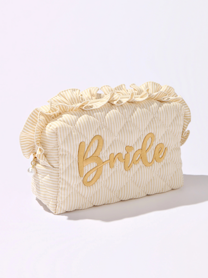 Ruffle Stripe "Bride" Cosmetic Case