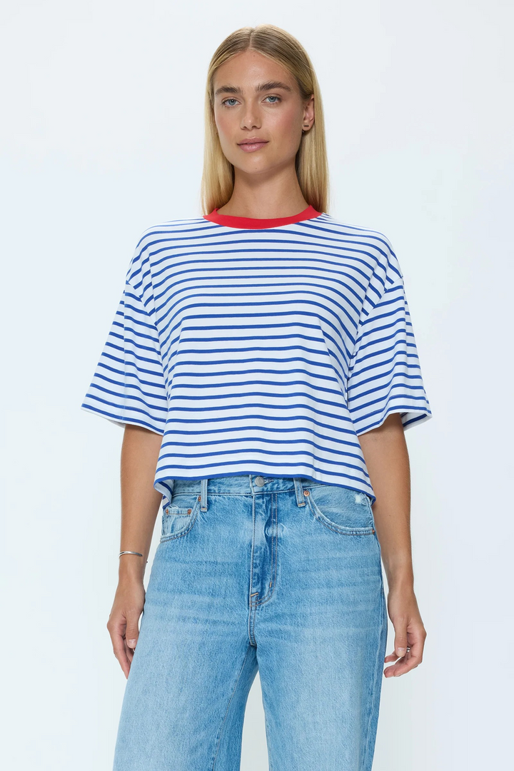Mae Cropped Tee in Maritime Red