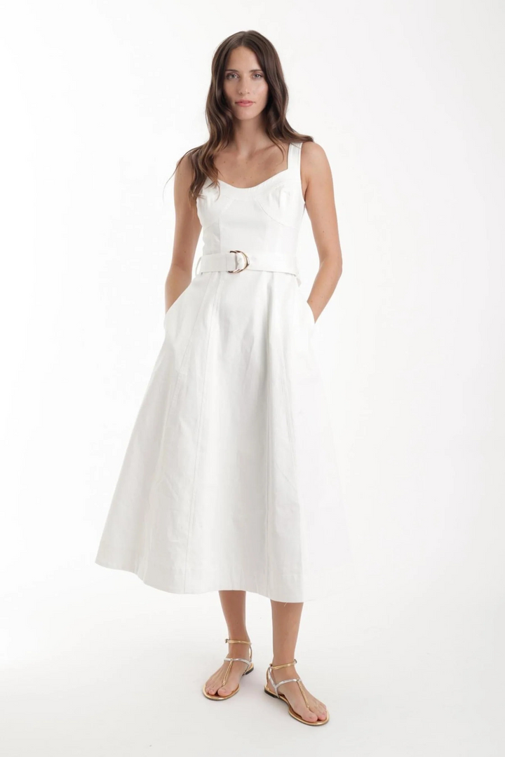 Noa White Denim Dress Midi