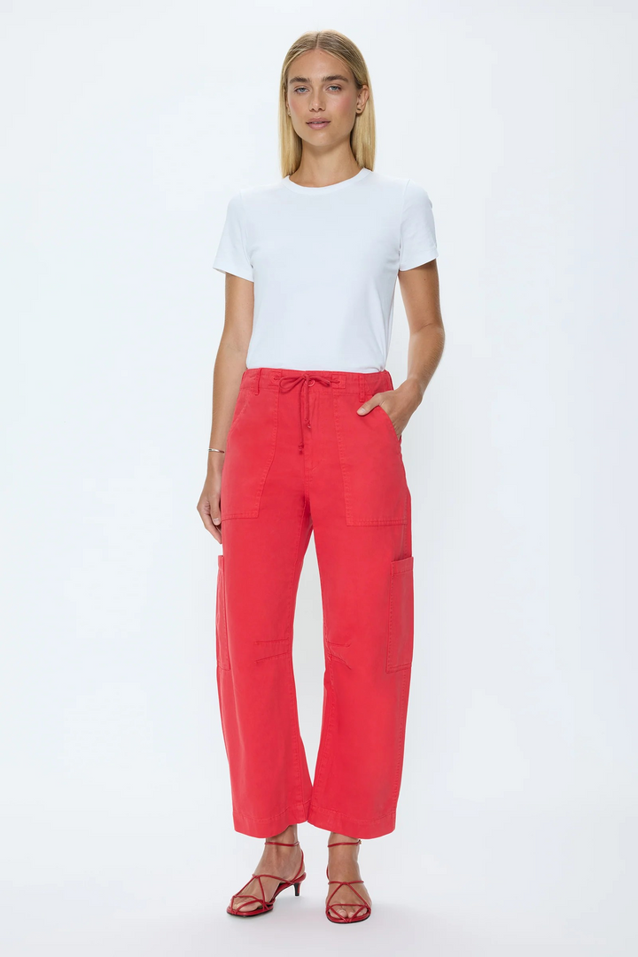 Sabrina Curved Utility Pant in Maras Maraschino Red