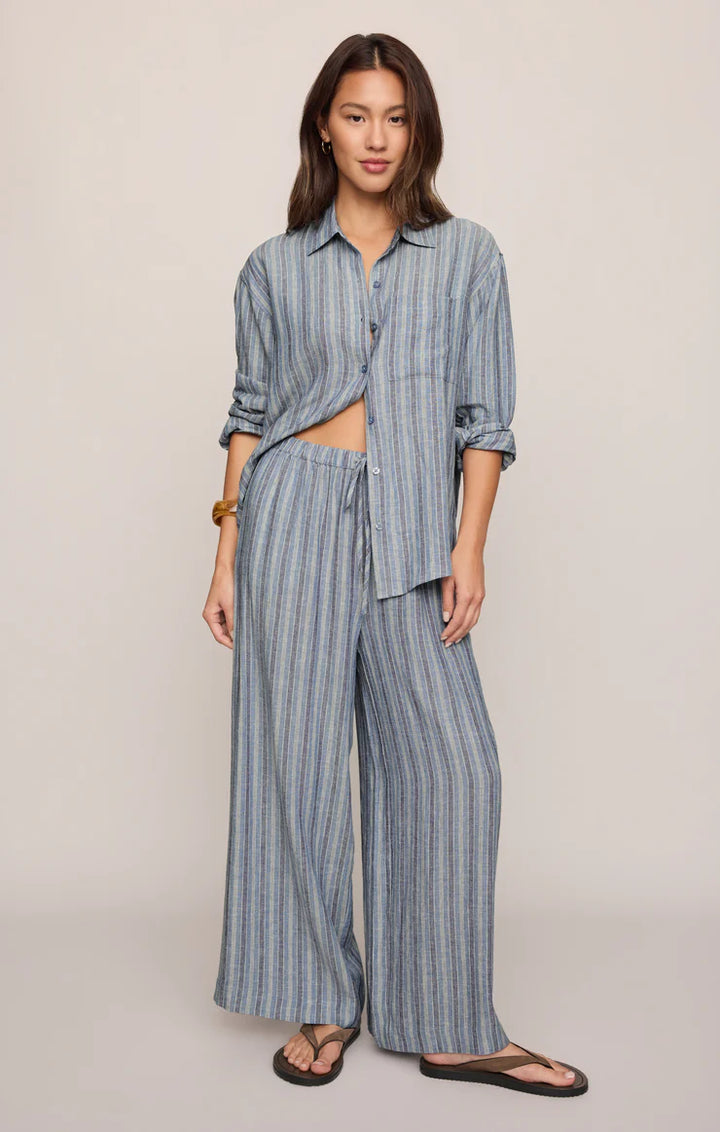 The Perfet Striped Linen Pant in Indigo