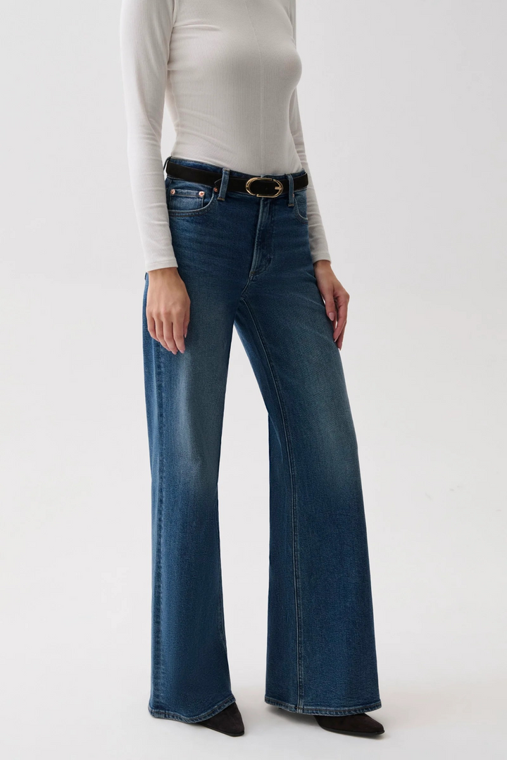 Vivian Mid Rise Wide Leg Blue Depths