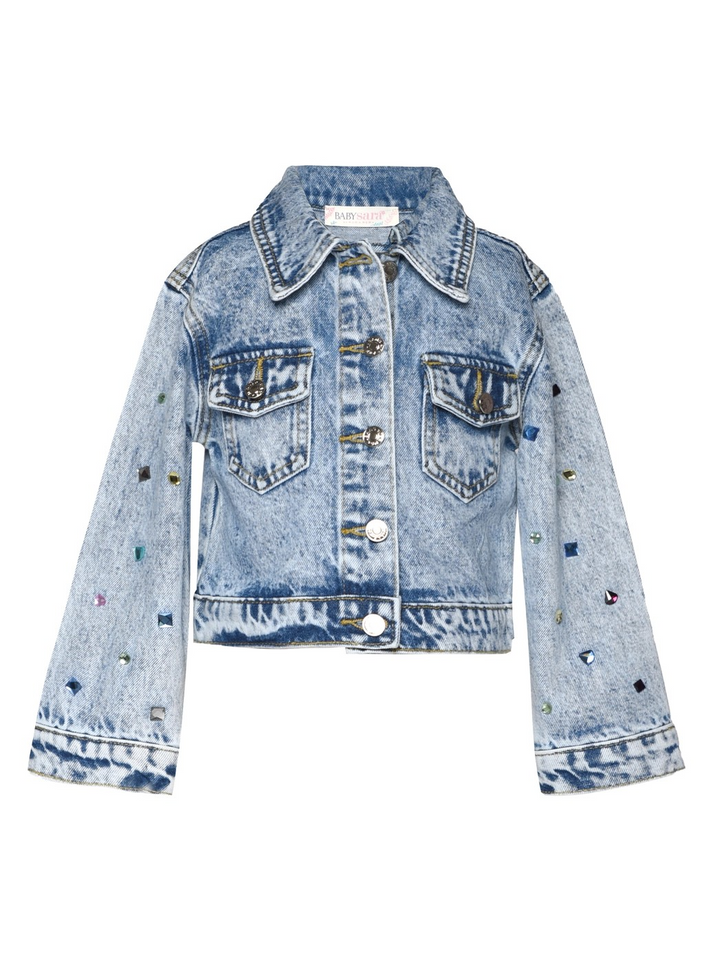 Acid Wash Rhinestone Gem Jacket