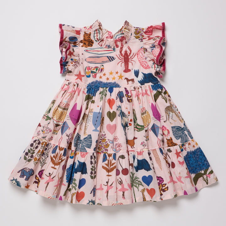 Pink Chicken Girls Jennifer Dress in 20 Years of PC anniversary print, front view
