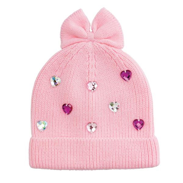 Pink Heart Rhinestones Beanie