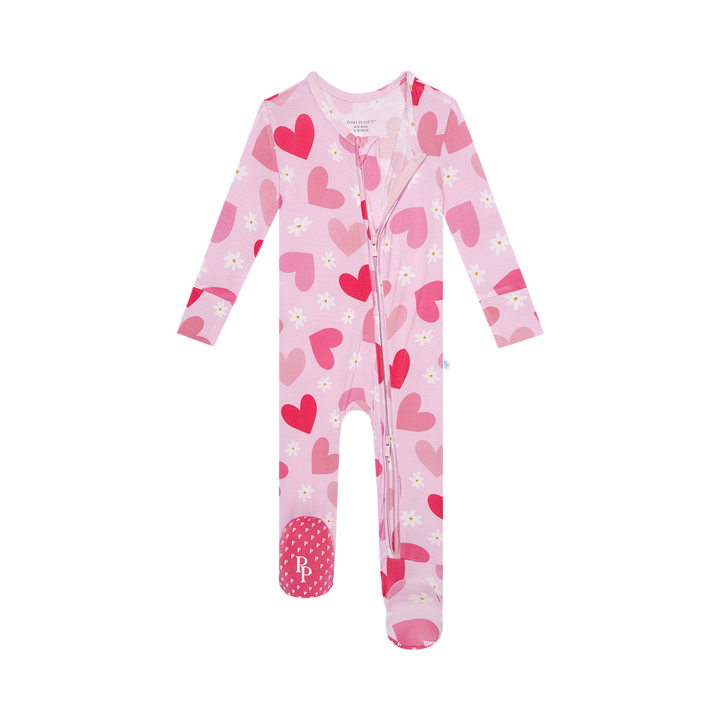 POS Daisy Love Heart Printed Zipper Footie