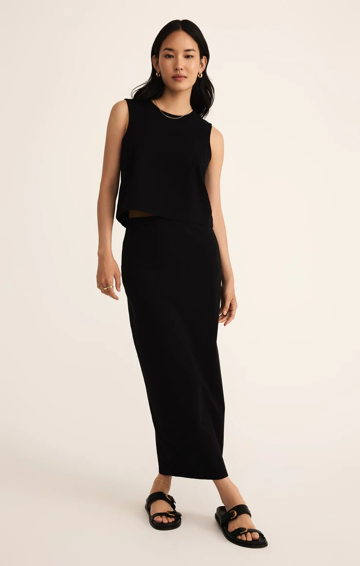 ZSU Gail Midi Skirt in True Black – Lula Boutique