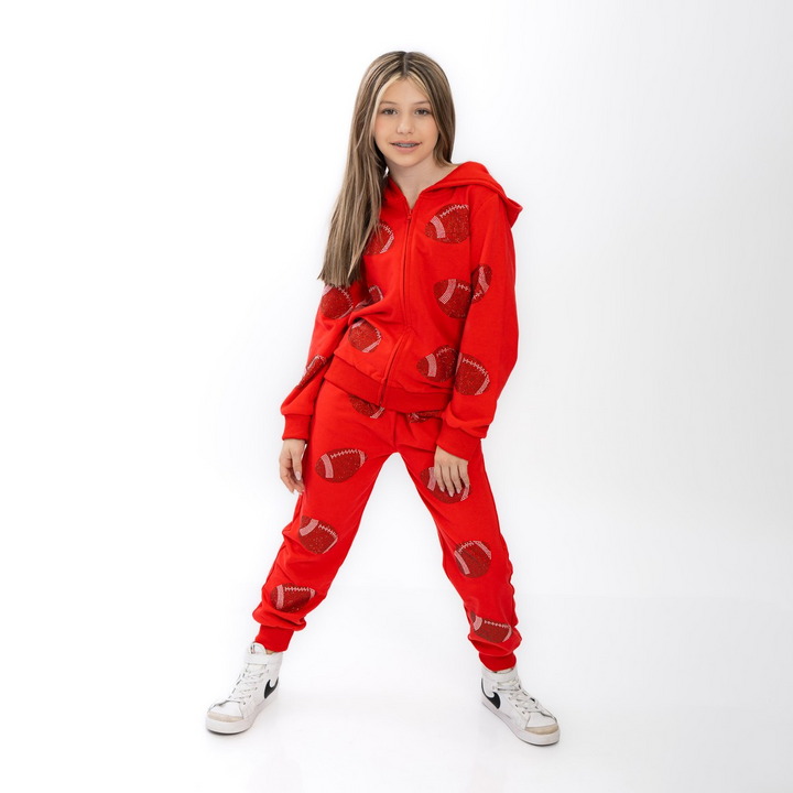 RED FOOTBALL STUDDED JOGGER & HODDIE SET