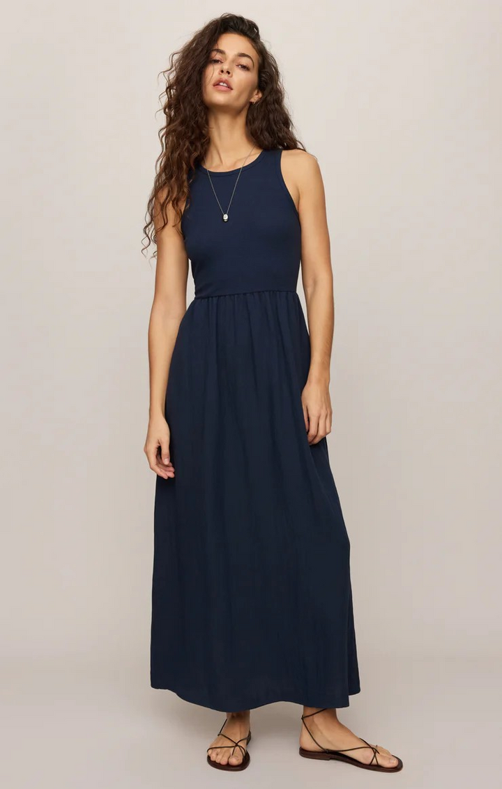 Charlotte Rib Midi Dress in Eclipse