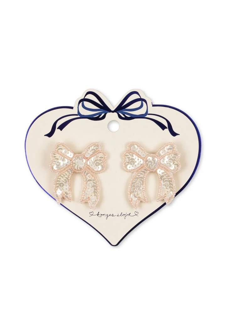 2 Pack Sequin Bow Hair Clip White