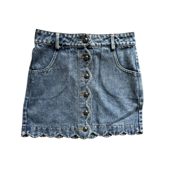 Denim Button Font Skirt