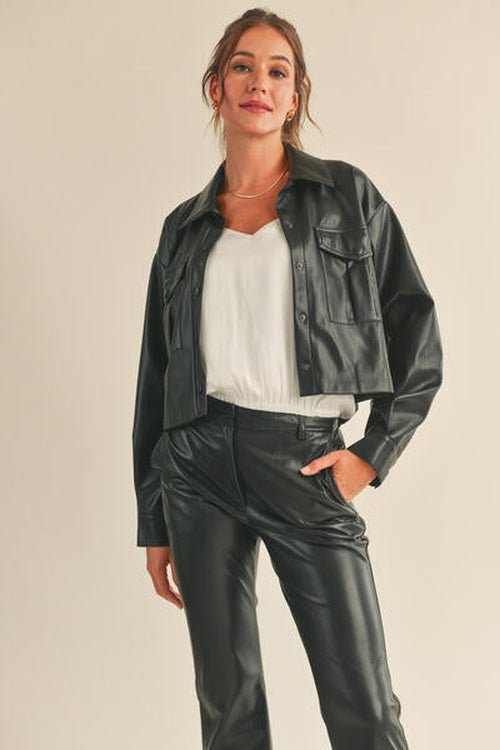 Reset by Jane Tiffany faux-leather jacket in Black – front styled view; coordinating pieces sold separately