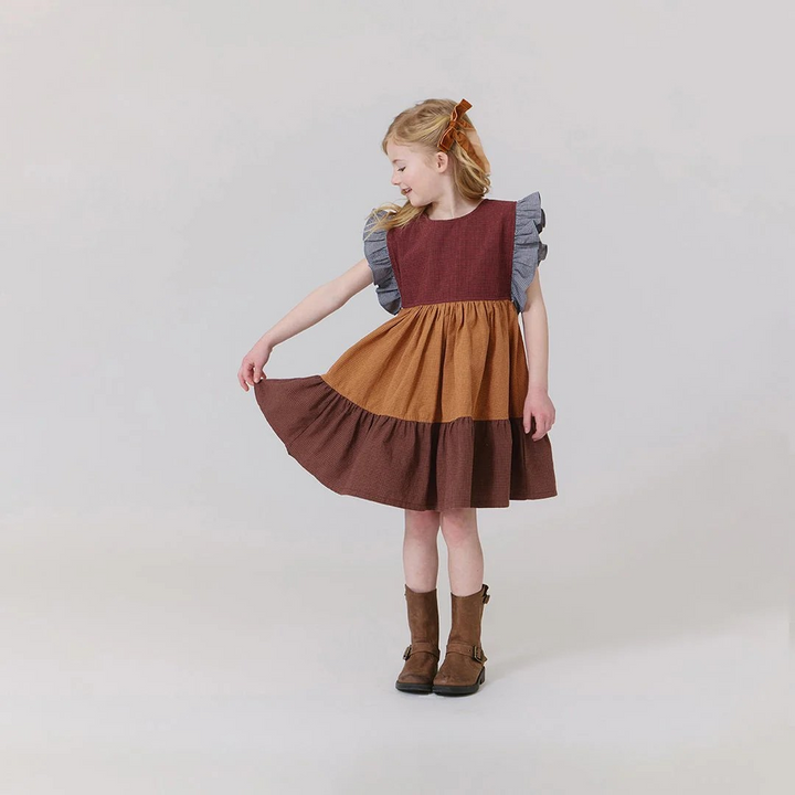Kit Mixed Check Ruffle Dress