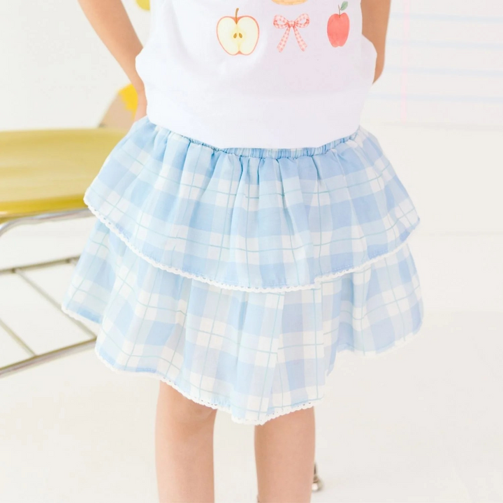 Blue Plaid Skirt Back to School