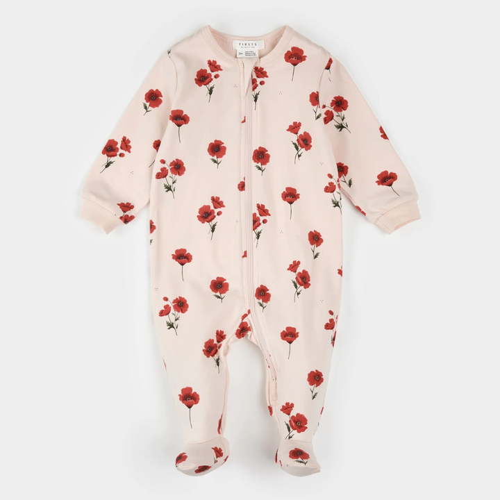 Poppy Flower Printed Zip Sleeper