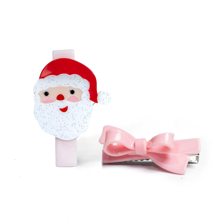 L&R Santa and Bow Hair Clip Set