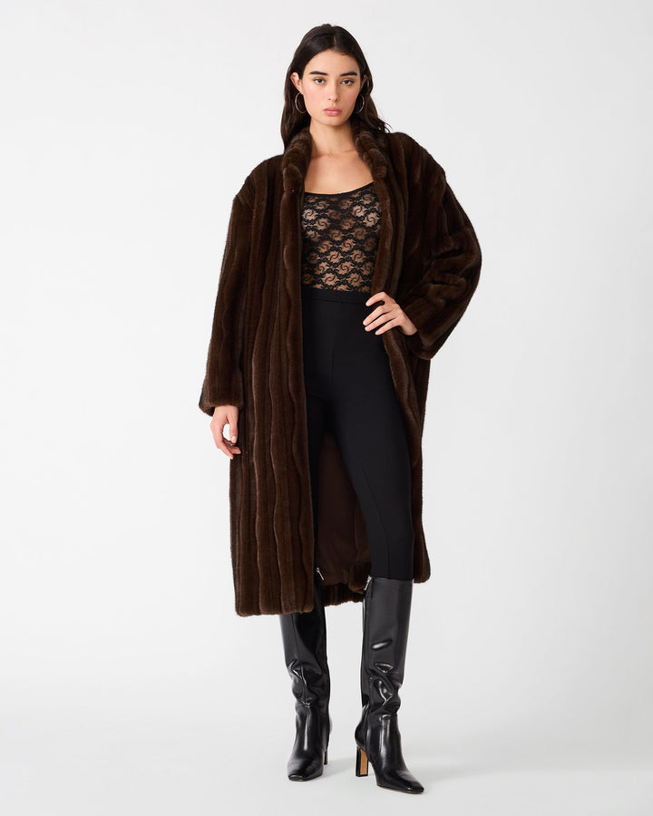 Steve Madden Peclair Faux Fur Coat - Wolf Brown - front view