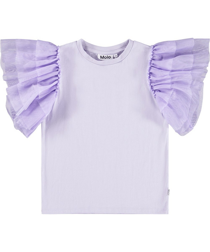 Robyn Tulle Sleeve Purple T-Shirt