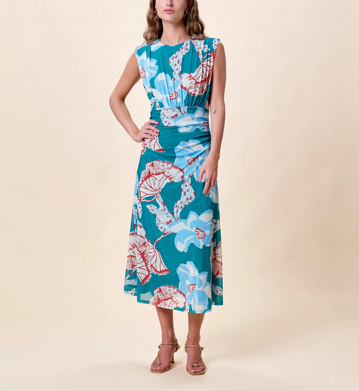 Joelle Midi Mesh Dress in La Rouge