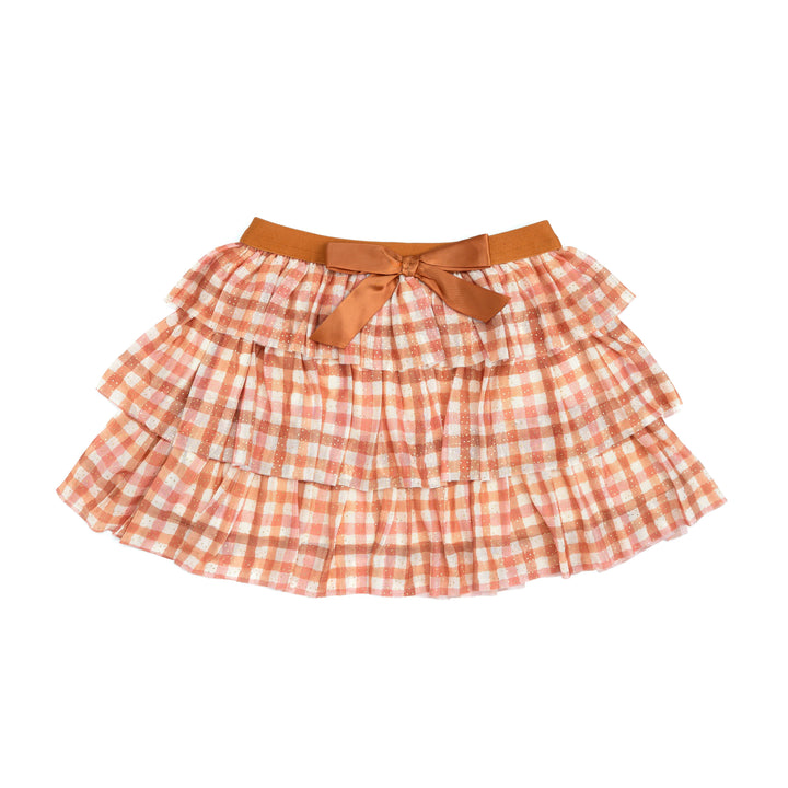 Sweet Wink Cinnamon Plaid Tiered Tutu Skirt in Cinnamon Plaid