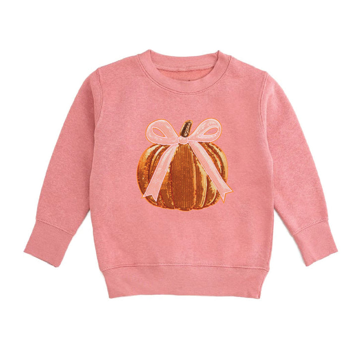Sweet Wink Coquette Pumpkin Sequin Patch Sweatshirt in Dusty Rose