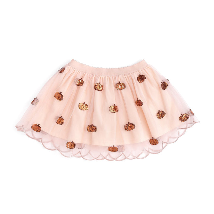 Sweet Wink Pumpkin Sequin Scallop Tutu Skirt in Soft Orange