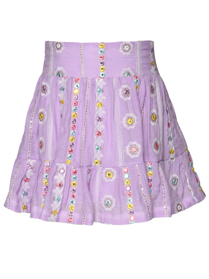 Purple Skirt Embroidered & Mirror Detail
