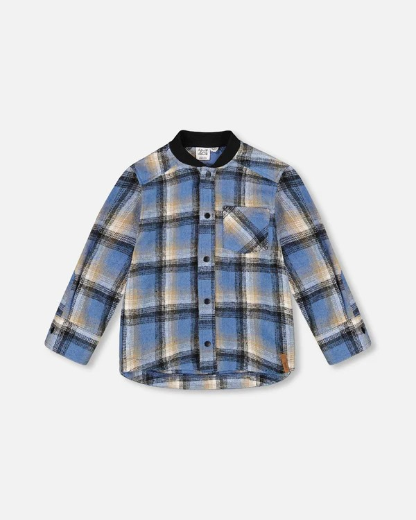 DPD Blue Plaid Snap Front Shacket