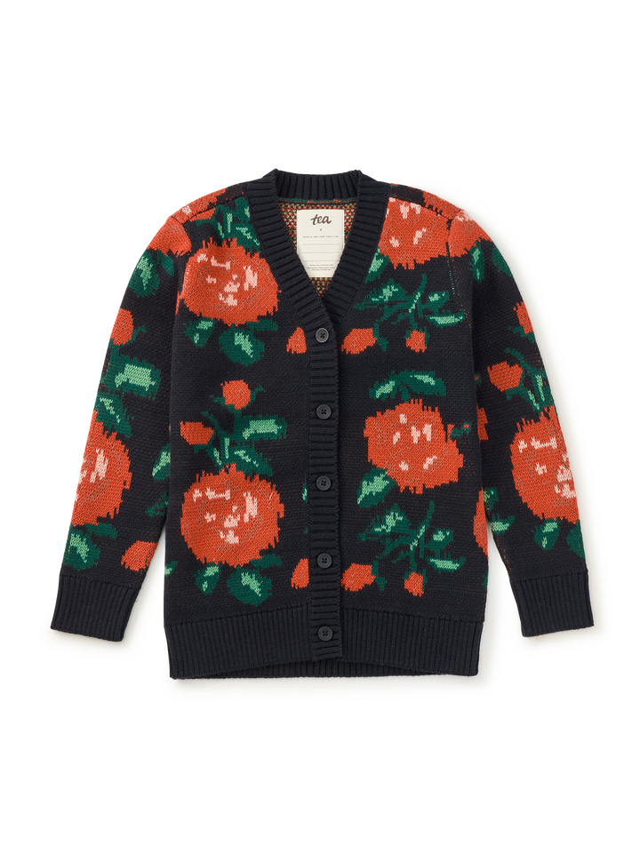 Tea Collection English Rose Long Cardigan - Turkish Rose