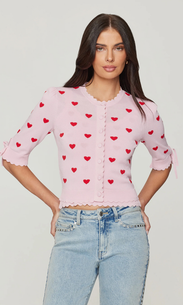 Tess Pink Heart Cardigan