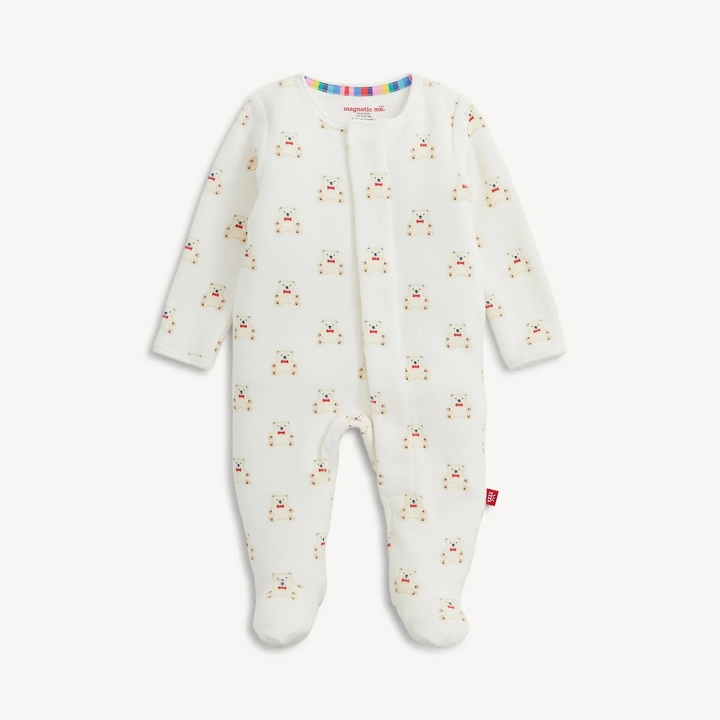 Magnetic Me Teddy Bows Velour Footie