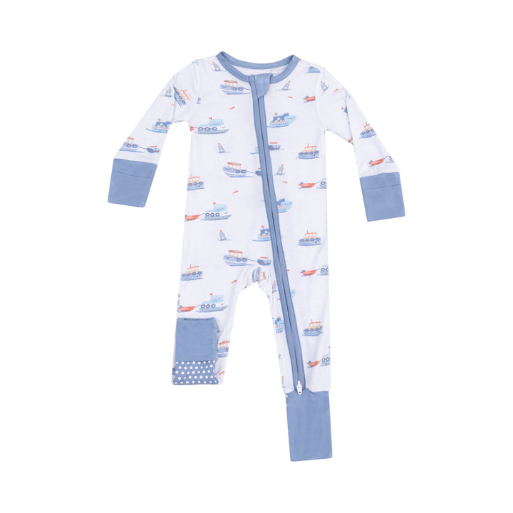 Bubbly Tugboats Zipper Romper