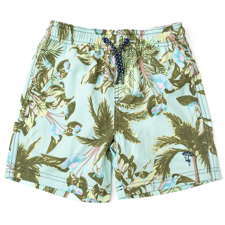 Mint Tropics Palm Print Swim Shorts