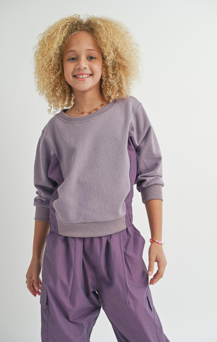Tween Vita Lavender Panel Crew Neck