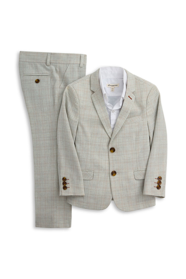Oceanside Plaid Stretchy Modern Suit Boys