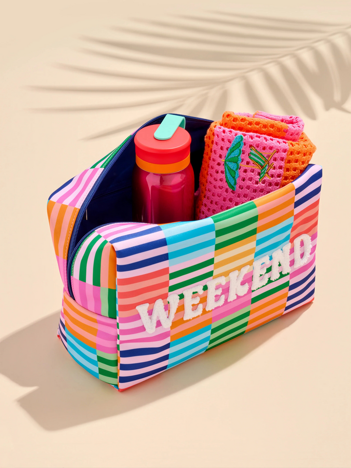 Weekend Oversized Striped Zip Pouch