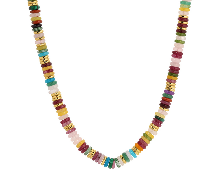 JLA Iris Mixed Stone beaded necklace with 14K gold-filled details