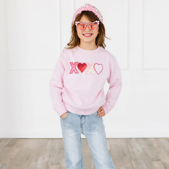 XOXO Sequin Patch Pink Sweatshirt