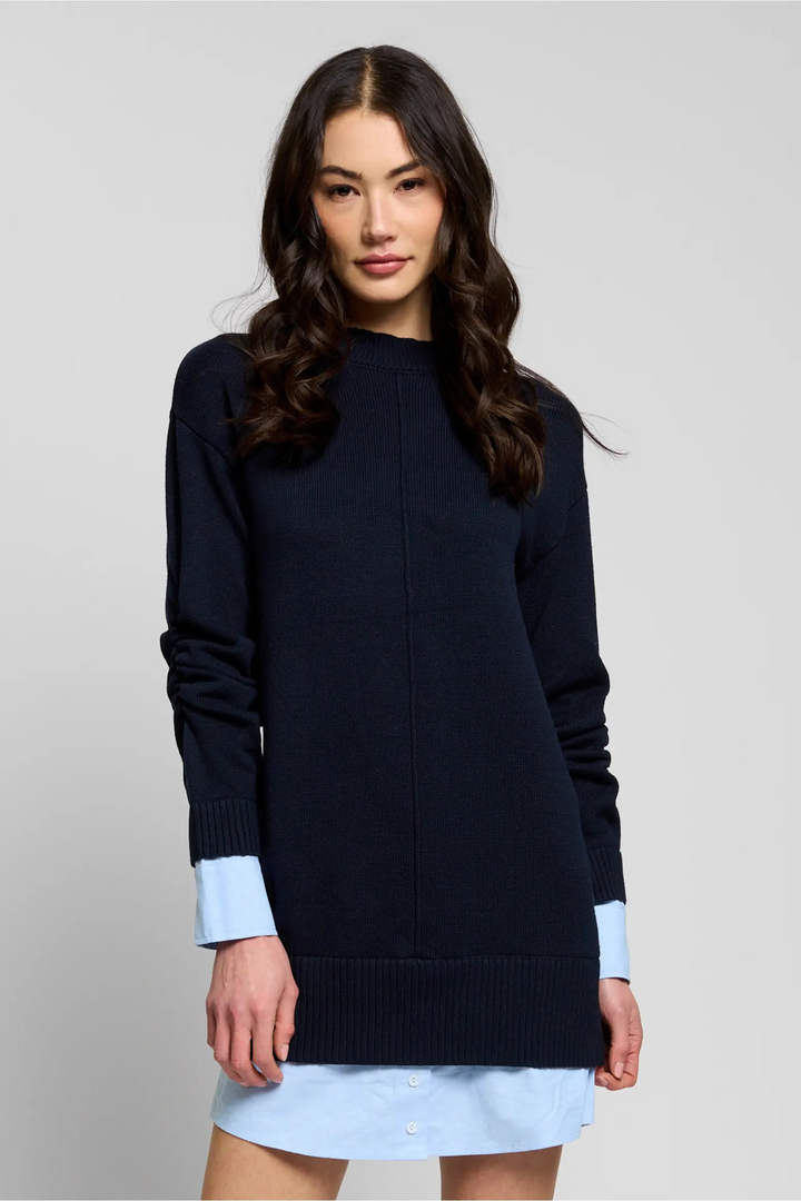 Central Park West Coen Twofer Mockneck Dress - Navy