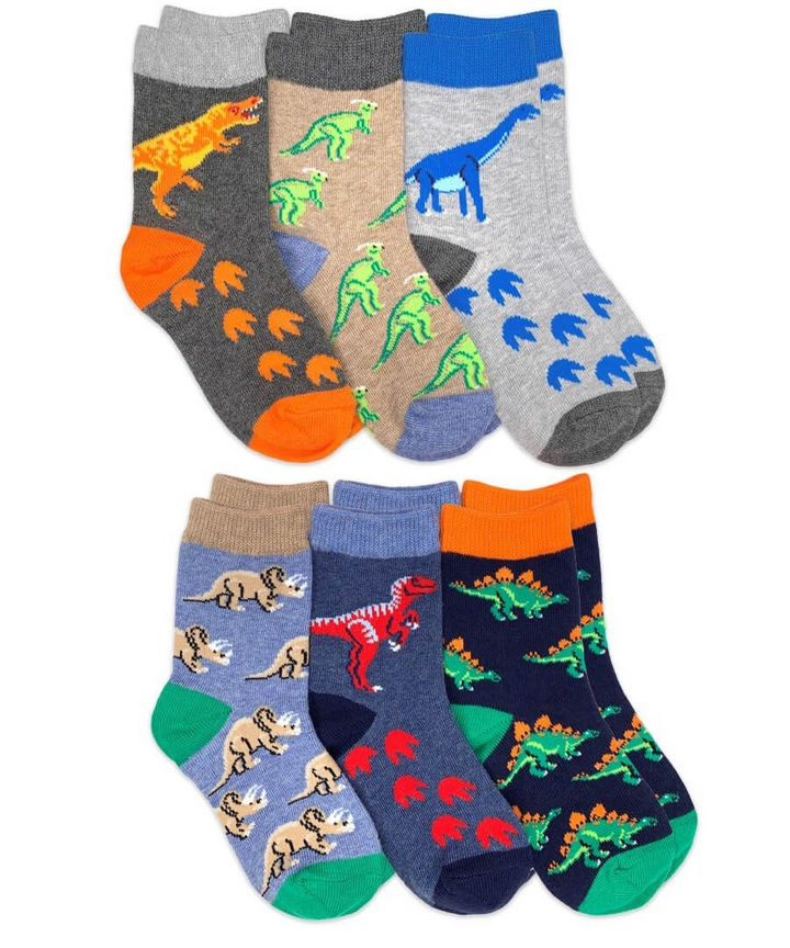 Boys Dinosaur Pattern 6 Pack Socks