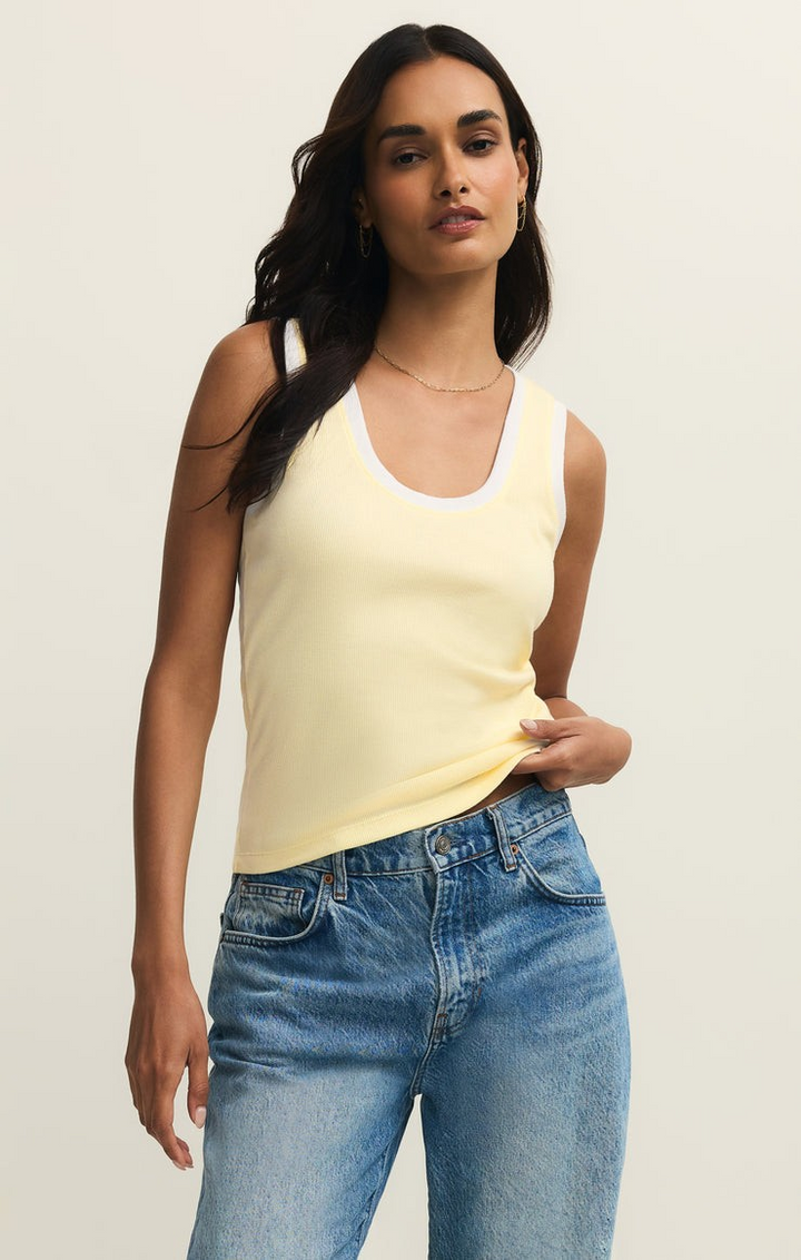 Sirena Contrast Rib Tank in Pineapple