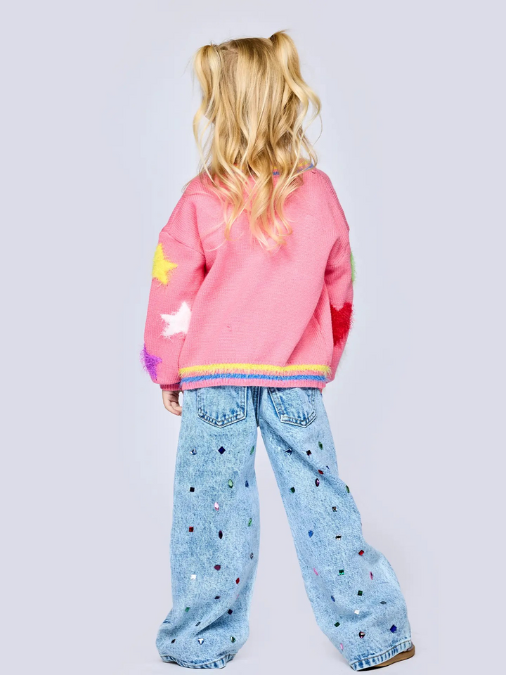 Acid Wash Rhinestone Gem Jeans