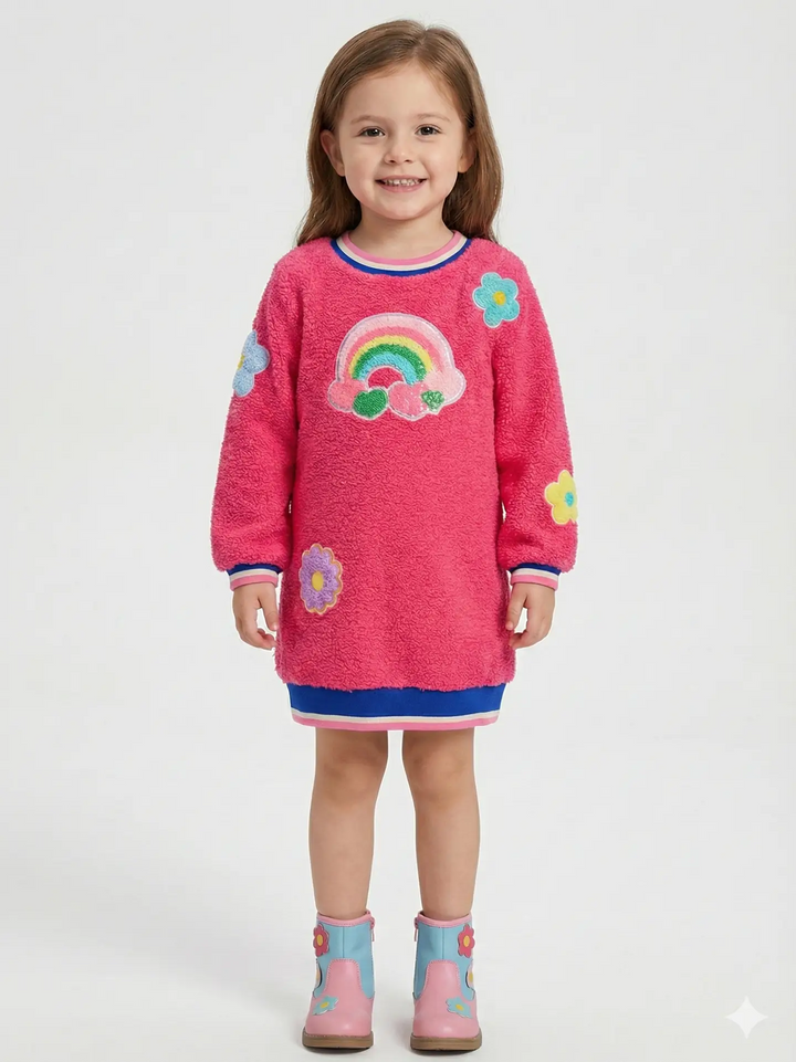Sherpa Dress Rainbow & Flower