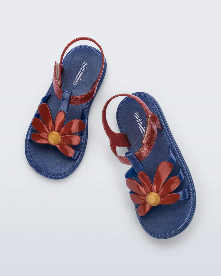 Melissa Hip Bloomy Sandal in Blue & Red Baby & Toddler