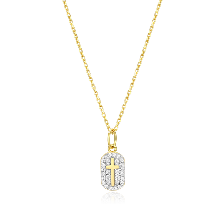 Monte Cross Tag Diamond Necklace