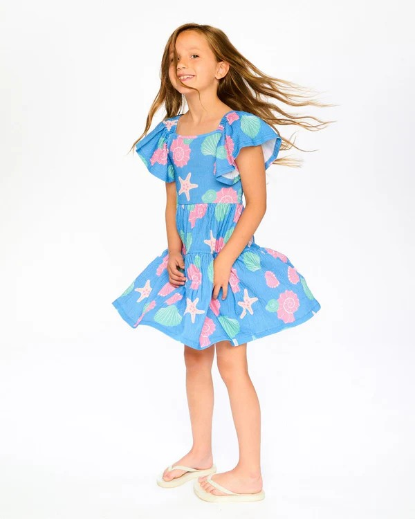 DPD Crinkle Jerey Ble Shell Crinkle Dress