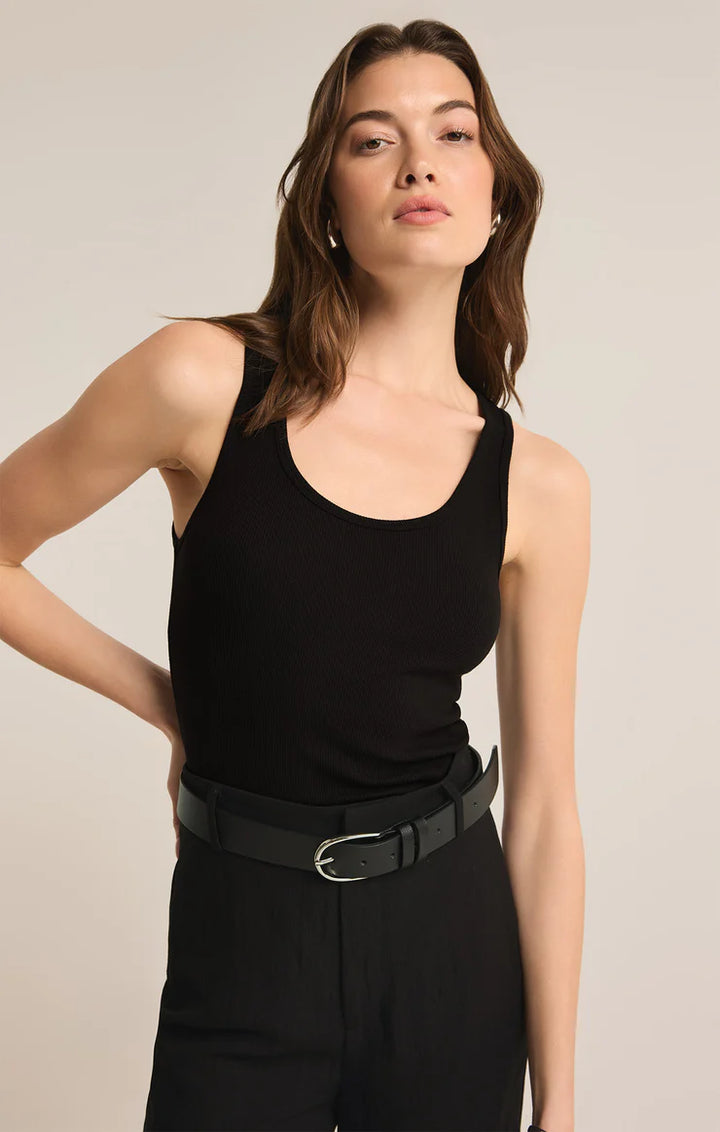 Essy Ribbed Tank in Black