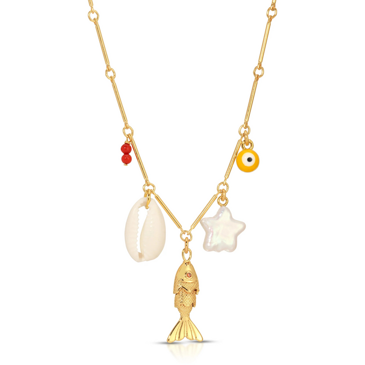 Neptunes Net Dainty Bar Charm Necklace 16"