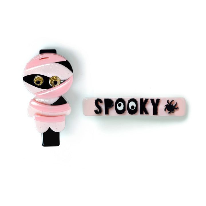 LR-Spooky Mummy Pink Alligator Clips - Lula Boutique for Women and Children