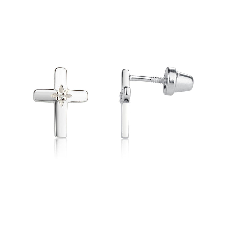 CHE Sterling Silver Diamond Cross Earrings - Lula Boutique for Women and Children